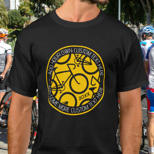 T-shirt Vélo texte personnalisé Jaune et noir