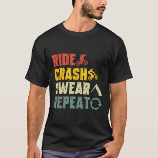 T-shirt Vélo tout terrain Ride drôle Crash Jurer Répéter H