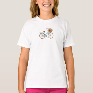 T-shirt Vélo vintage avec panier à fleurs Graphique T-shir