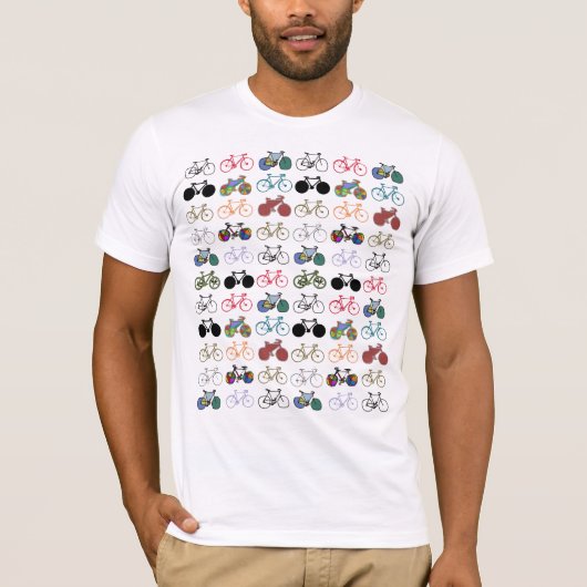 T-shirt Vélos colorés Cool à répétition (Devant)