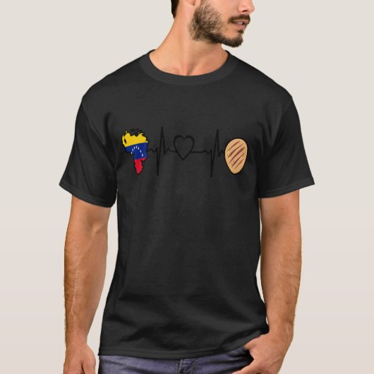 T-shirt Venezuela Arepa Heartbeat Arepas Venezuelan Drapea (Devant)
