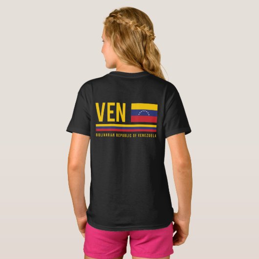 T-shirt Venezuela Drapeau et code ISO Alpha 3 Design (Dos entier)