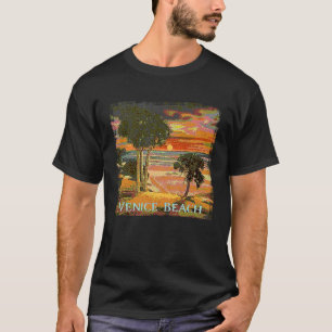 T-shirt Venice Beach CA Sunset Palm Tree Beach Retro Vinta