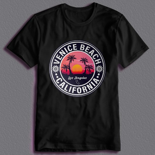 T-shirt Venice Beach California Retro Sunset Souvenirs 60s