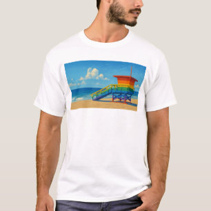 T-shirt Venice Beach Rainbow Lifeguard Stand