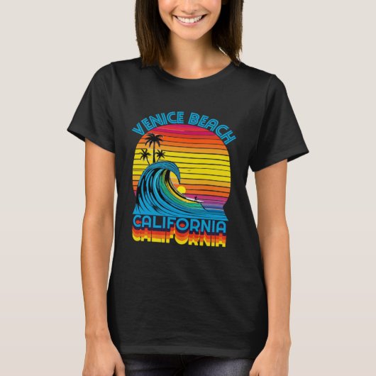 T-shirt Venice Beach Retro Throwback Surf & Beach Souvenir (Devant)