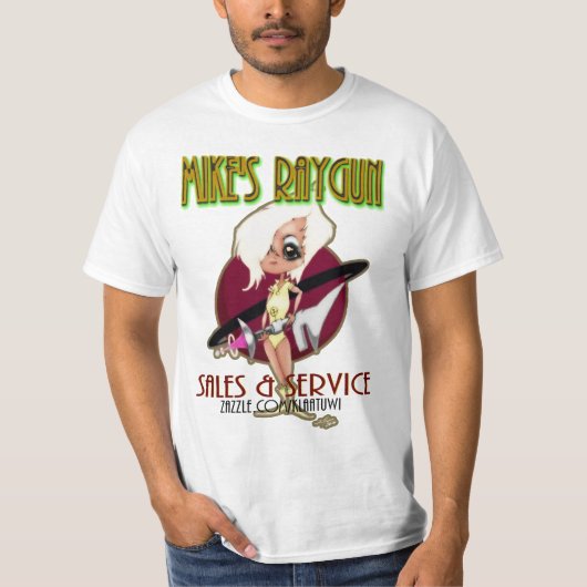 T-shirt Ventes et service de Raygun de microphones (Devant)