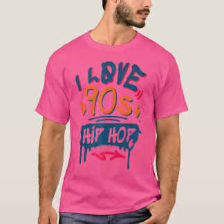 T-shirt Ventilateur de musique rap Retro Old Skool I Love
