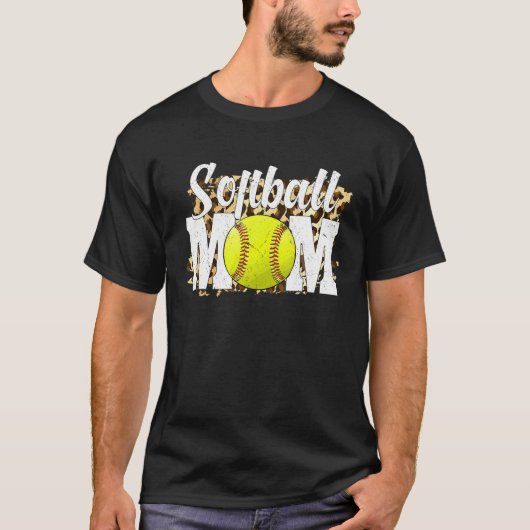 T-shirt Ventilateurs de softball Leopard Femmes, Maman de (Devant)
