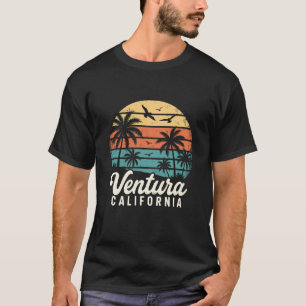 T-shirt Ventura Californie Coucher de Soleil Rétro Palmier