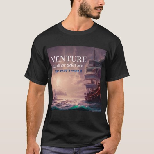 T-shirt Venture quote, style bateau pirate, ia, (Devant)