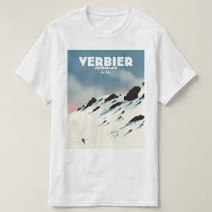 T-shirt Verbier Suisse affiche de voyage de ski imprimé.