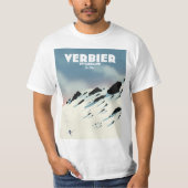 T-shirt Verbier Suisse affiche de voyage de ski imprimé. (Devant)