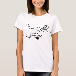T-shirt Vérifier Meowt Punny Skateboard Chat noir blanc