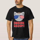 T-shirt VÉRIFIEZ MEOWT ! Chat Drapeau Américain (Devant)