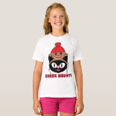 T-shirt VÉRIFIEZ MEOWT ! Chat noir avec Casquette de singe (Devant entier)