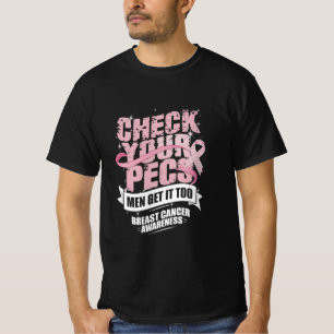 T-shirt Vérifiez votre Pecs Hommes Sensibilisation au canc