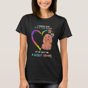 T-shirt Véritable Ami Cocker Spaniel Avec Coeur Tie Dye Ch