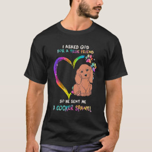 T-shirt Véritable Ami Cocker Spaniel Avec Coeur Tie Dye Ch