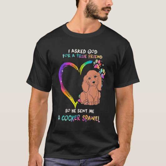 T-shirt Véritable Ami Cocker Spaniel Avec Coeur Tie Dye Ch (Devant)