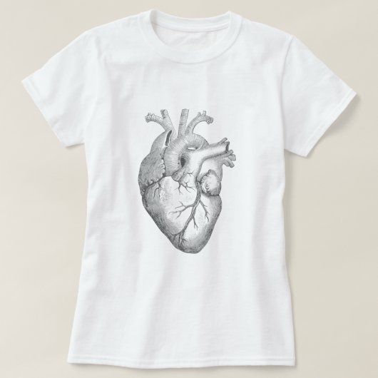 T-shirt Véritable dessin du coeur humain anatomique (Design devant)