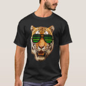 T-shirt Véritable Tigre Cool Pour Garçon Avec Verte Stripé (Devant)