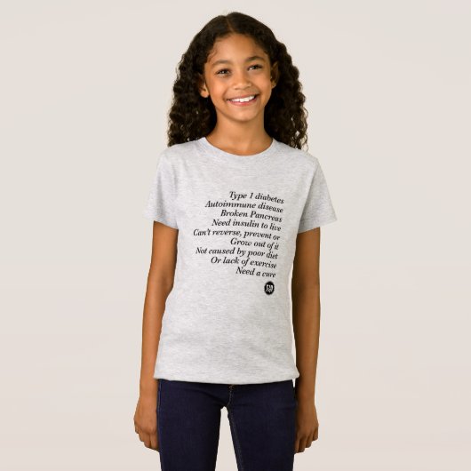 T-Shirt Vérité de T1d (fille) (Devant entier)