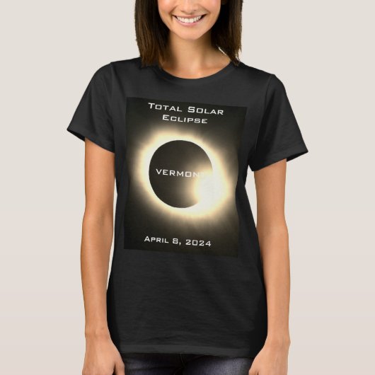 T-shirt VERMONT Total éclipse solaire 8 avril 2024 (Devant)