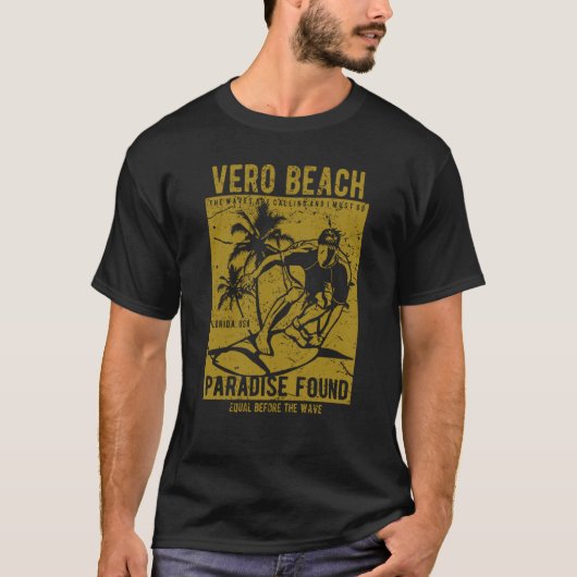 T-shirt Vero Beach Florida Retro Distressed Style Souvenir (Devant)