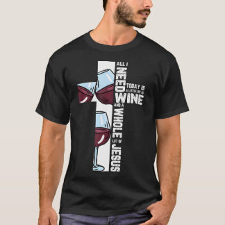 T-shirt Verre à vin Boire Croix Jésus Christian Alcool