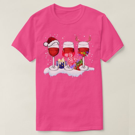 T-shirt Verre à vin Noël Vin Amant Noël (Design devant)