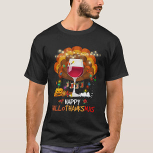 T-shirt Verre à vin Thankgiving drôle Vin Hallomerci