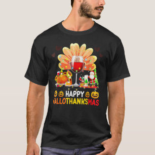 T-shirt Verre à vin Thankgiving Hallothanksmas heureux Cos