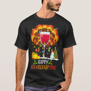 T-shirt Verre à vin Thankgiving Vin Hallothanksmas heureux