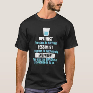 T-shirt Verre amusant mi-pleine T chemise Optimist Pessimi