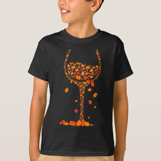 T-shirt Verre De Vin Feuille D'Érable Automne Automne Chau (Devant)