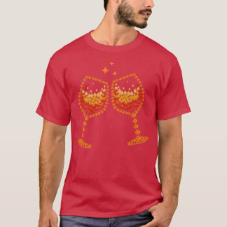 T-shirt Verre de vin Feuille d'érable Automne automne drôl