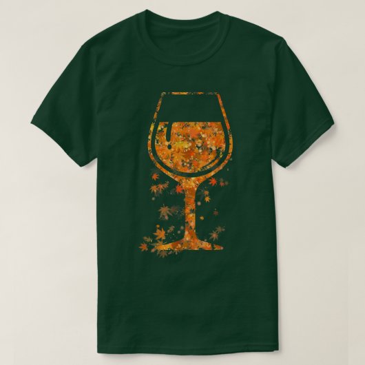 T-shirt Verre de vin Feuille d'érable automne vin amoureux (Design devant)
