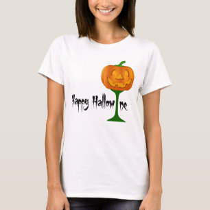T-shirt Verre de vin heureux de citrouille de Hallowine