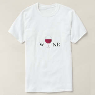 T-shirt Verre De Vin Rouge Minimaliste Blanc