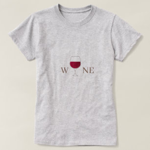 T-shirt Verre De Vin Rouge Minimaliste Gris