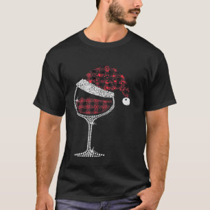 T-shirt Verre de vin rouge Noël Santa Hat Vin drôle X
