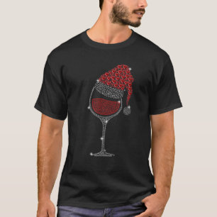 T-shirt Verre Drôle Des Amateurs De Vins Santa Hat Christm