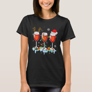 T-shirt Verres De Vin Xmas Rinder Léger Santa Hat Drin