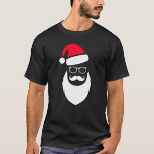 T-shirt Verres et moustache de barbe de Père Noël Red Ha