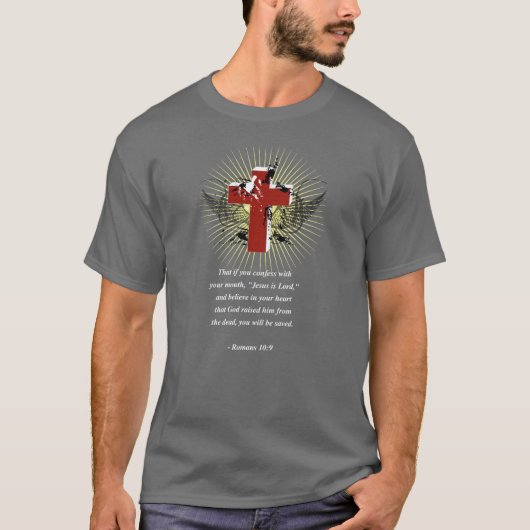 T-shirt Vers de bible de 10:9 de ROMAINS (Devant)