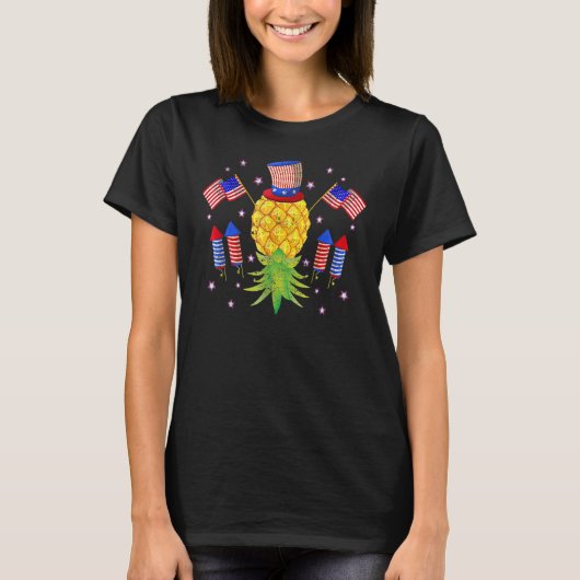 T-shirt Vers le bas Pineapper Swinger Power 4 juillet US (Devant)
