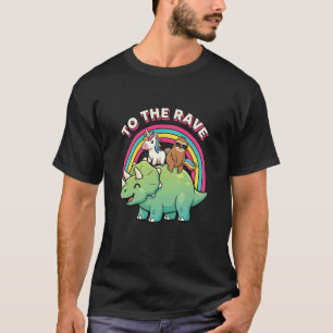 T-shirt vers The Rave Triceratops Licorne Paresseux Rétro 