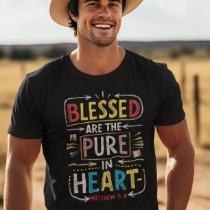 T-shirt Verset Bible Dessiné À La Main : Bienheureux Coeur