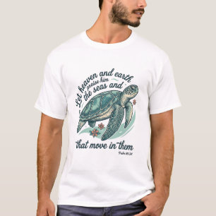 T-shirt Verset de la Bible Tortue de Mer Gravure Vintage D